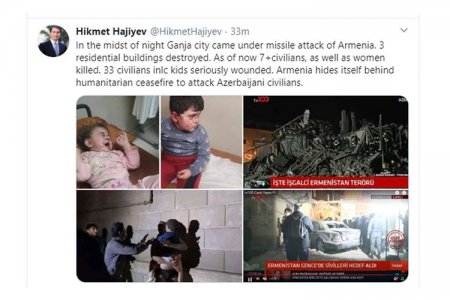 Sahibə Qafarova: "Humanitar atəşkəs belə Ermənistanın mülki əhaliyə qarşı zorakılığını dayandırmadı"