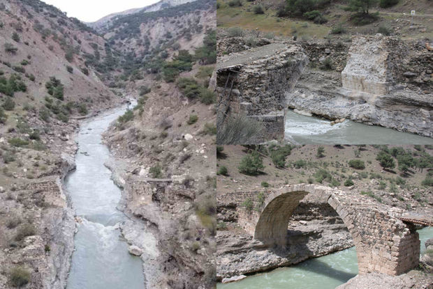 Zəlzələ zamanı Türkiyədə İpək Yolu üzərində yerləşən tarixi körpü dağılıb - FOTO